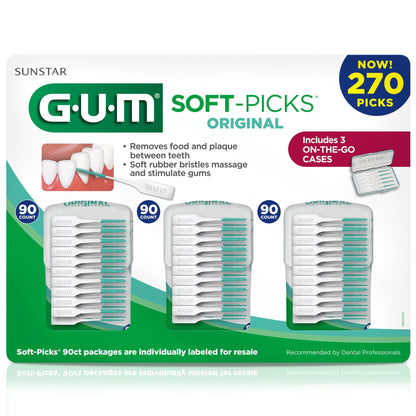 GUM Soft-Picks Original – Easy-to-Use Interdental Picks for Plaque Removal & Gum Health with Convenient Carry Case - dailyvitalstore