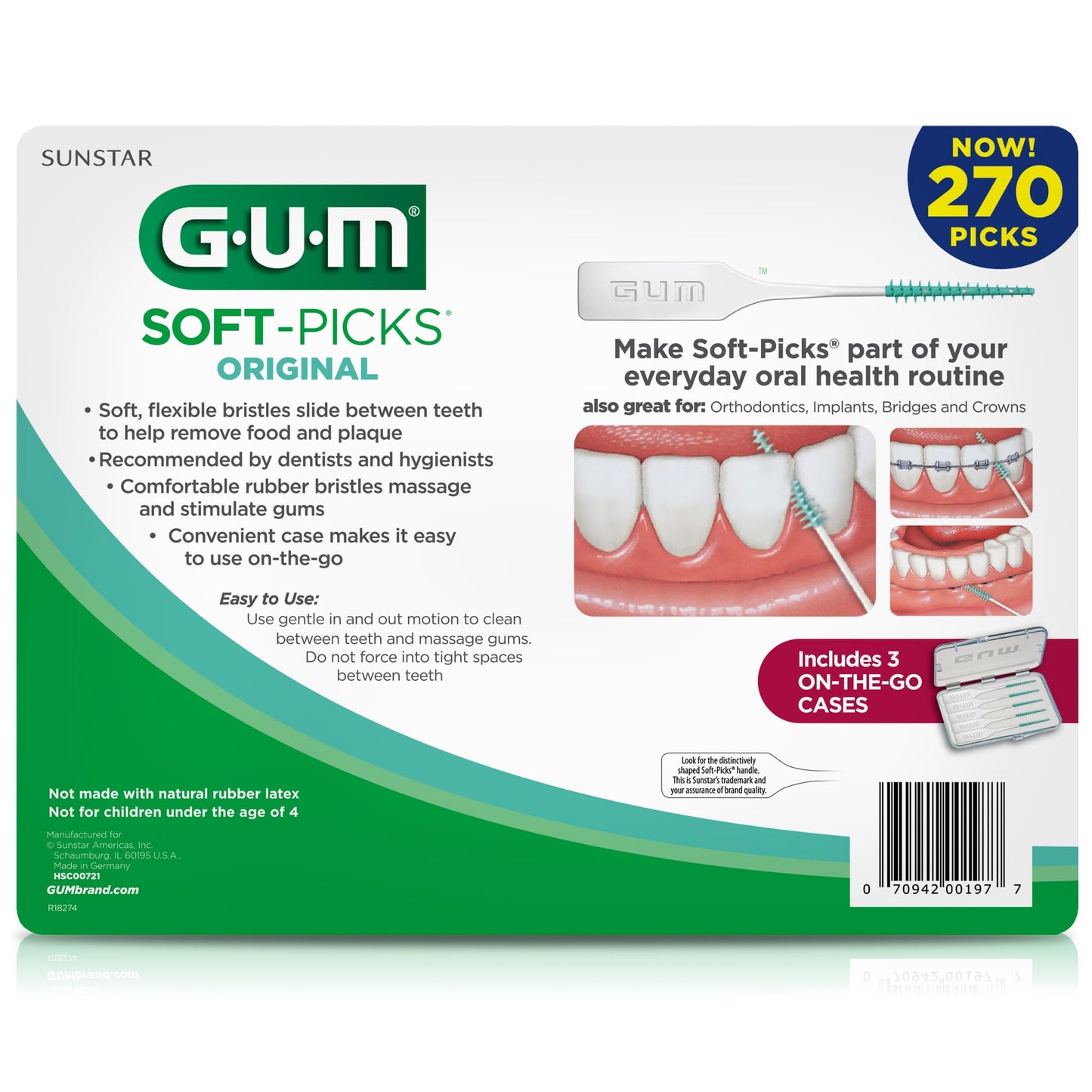 GUM Soft-Picks Original – Easy-to-Use Interdental Picks for Plaque Removal & Gum Health with Convenient Carry Case - dailyvitalstore
