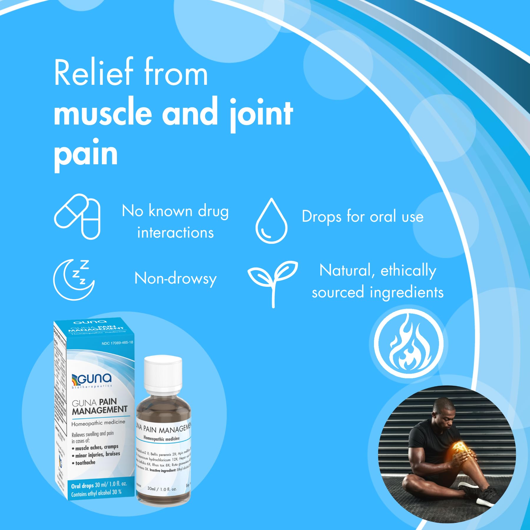 Guna Pain Management Relieves Muscle Pain, Muscle Soreness, Joint Pain, Swelling from Injuries & Bruises - 1 Ounce - dailyvitalstore