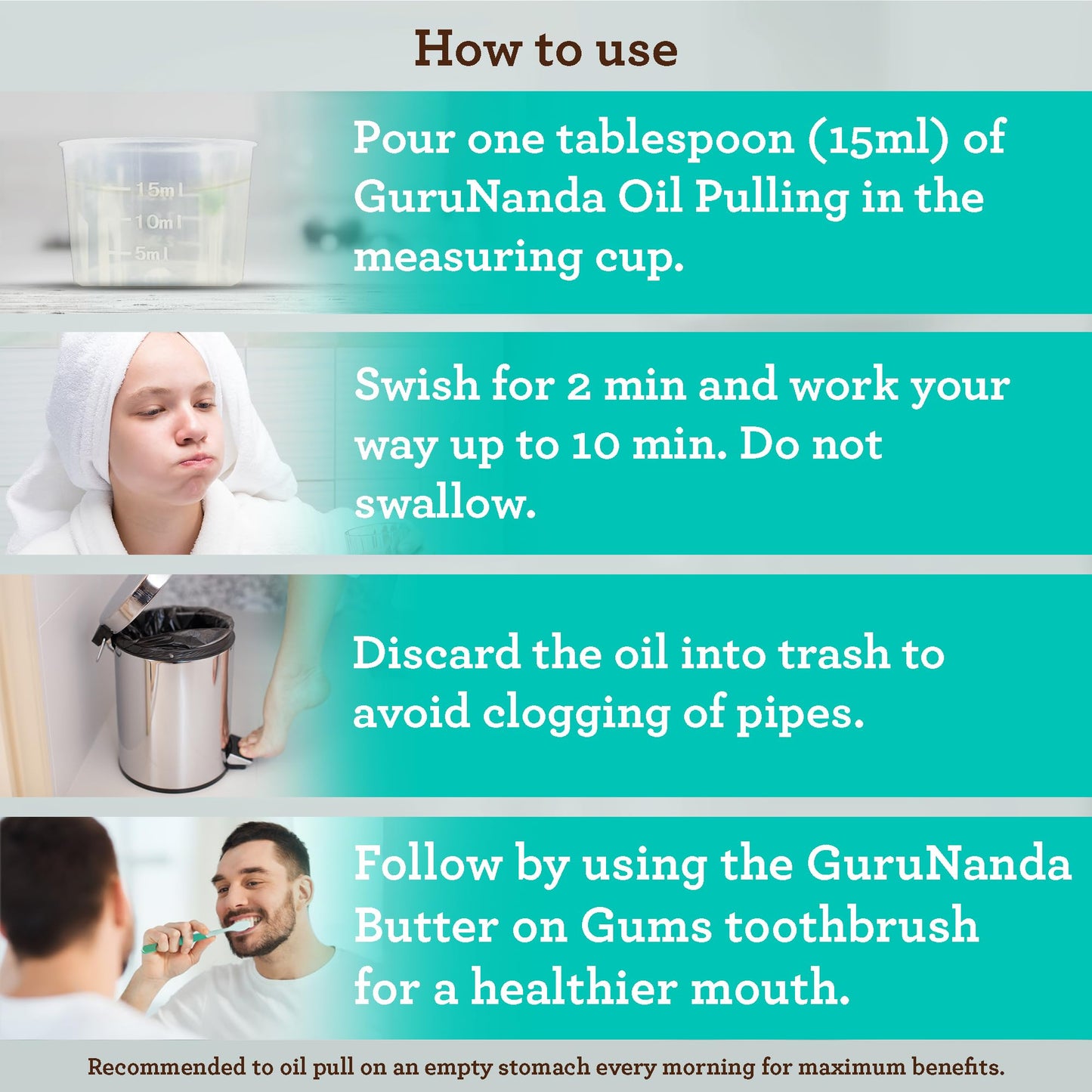 GuruNanda Farmed Mint Oil Pulling Mouthwash for Complete Oral Hygiene, 7 Essential Oils & Vitamins for Happy Teeth & Gums - dailyvitalstore