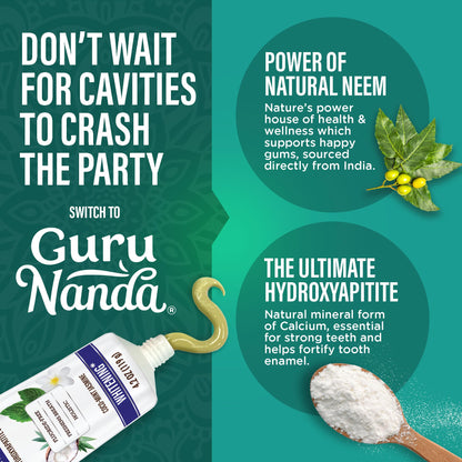 GuruNanda Hydroxyapatite Toothpaste for Whitening with Neem & Xylitol, SLS & Fluoride Free Formula with Tongue Scraper & Squeezer - Freshens Breath, Fights Plaque - dailyvitalstore