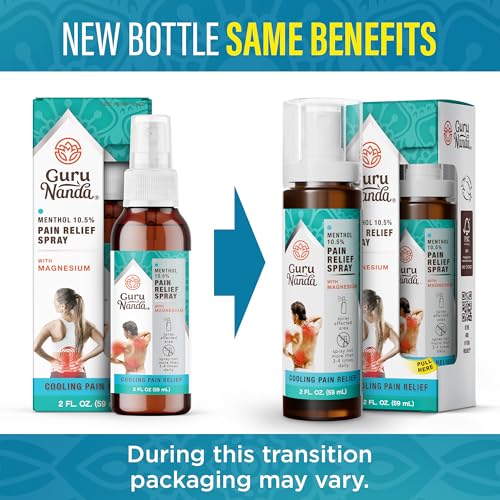 GuruNanda Menthol with Magnesium Spray for Pain Relief – 10.5% Menthol Cooling Spray for Muscle, Joint & Back Discomfort – No-Mess, Fast-Acting Relief, Pack of 3 - dailyvitalstore