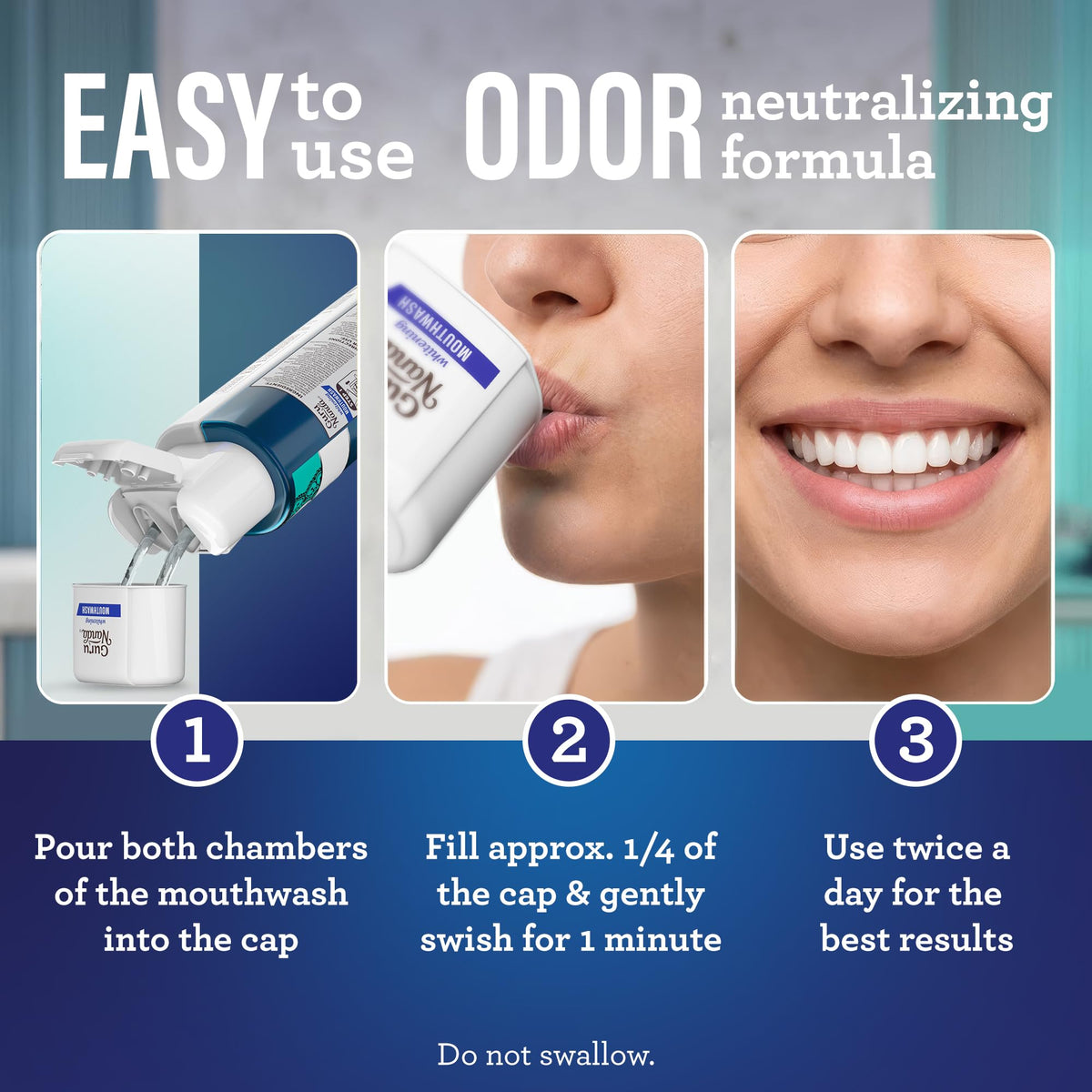 GuruNanda Teeth Whitening Dual Barrel Oxyburst Mouthwash - Alcohol & Fluoride Free, Hydrogen Peroxide to Promote Whiter Teeth - Wild Mint - 20 Fl Oz - dailyvitalstore