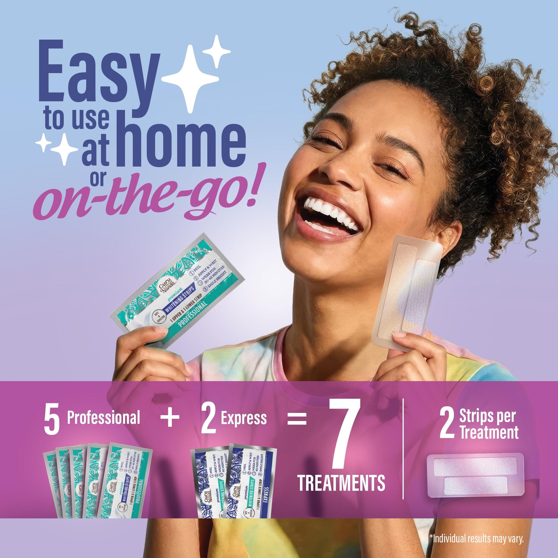 GuruNanda Teeth Whitening Strips Kit - 7-Day Treatment with Non-Slip, Dry Strip Technology - dailyvitalstore