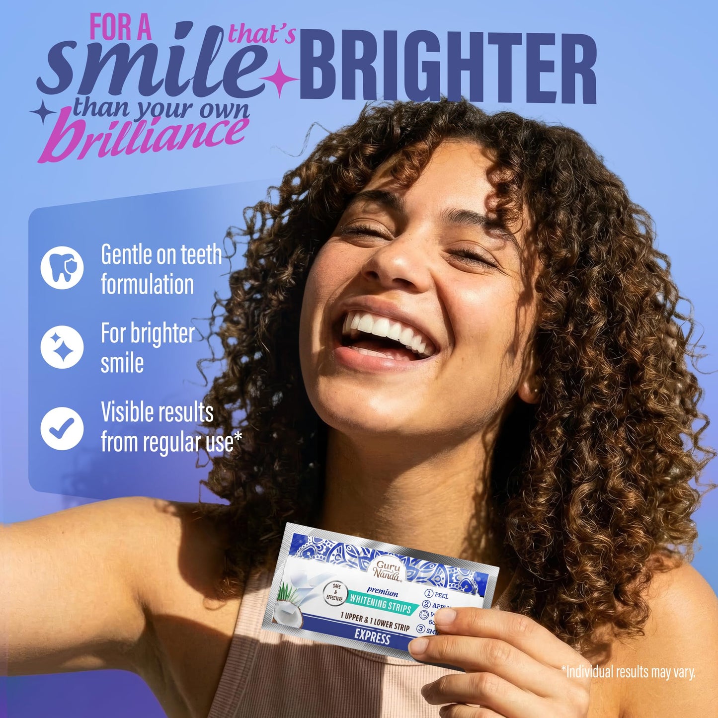 GuruNanda Teeth Whitening Strips Kit - 7-Day Treatment with Non-Slip, Dry Strip Technology - dailyvitalstore