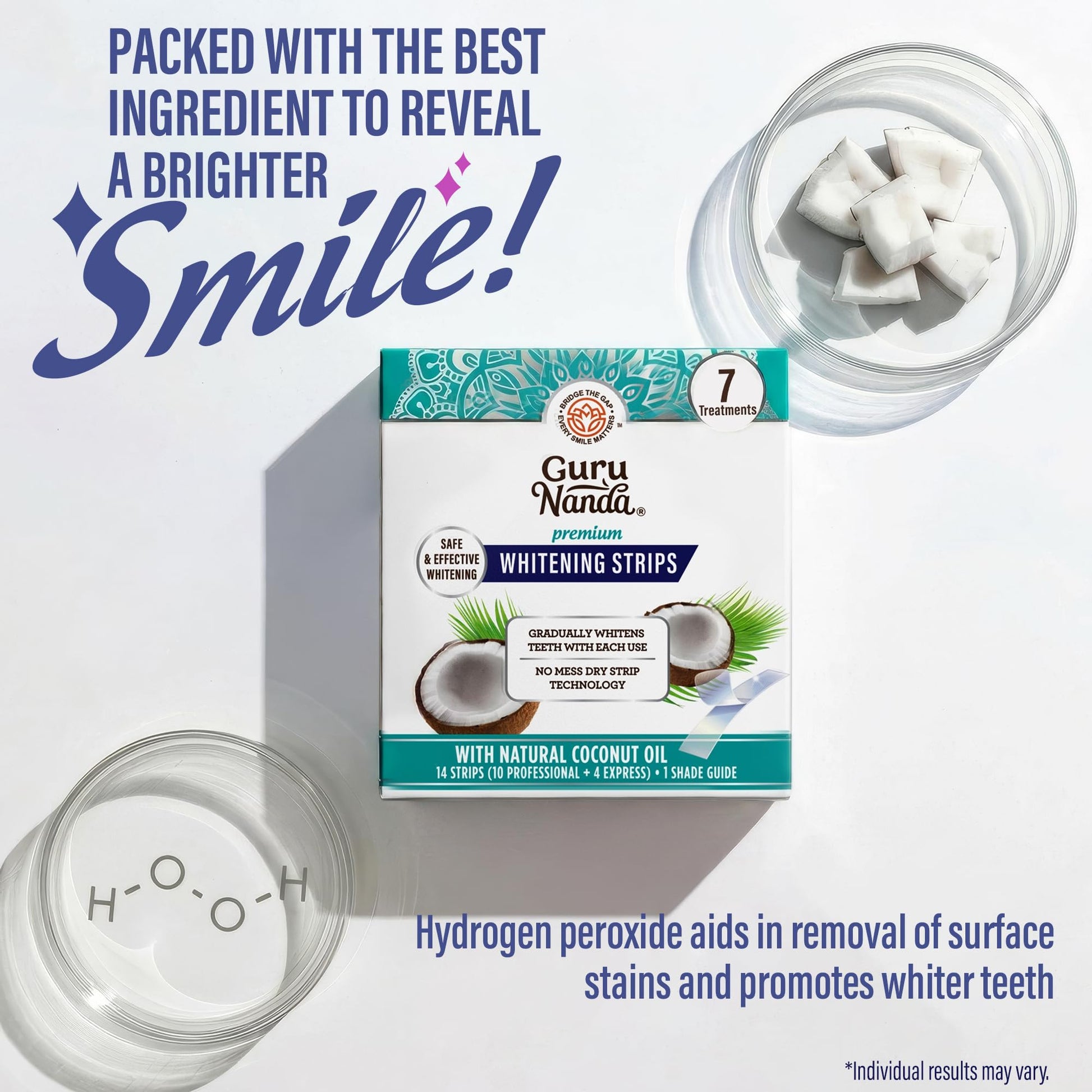GuruNanda Teeth Whitening Strips Kit - 7-Day Treatment with Non-Slip, Dry Strip Technology - dailyvitalstore
