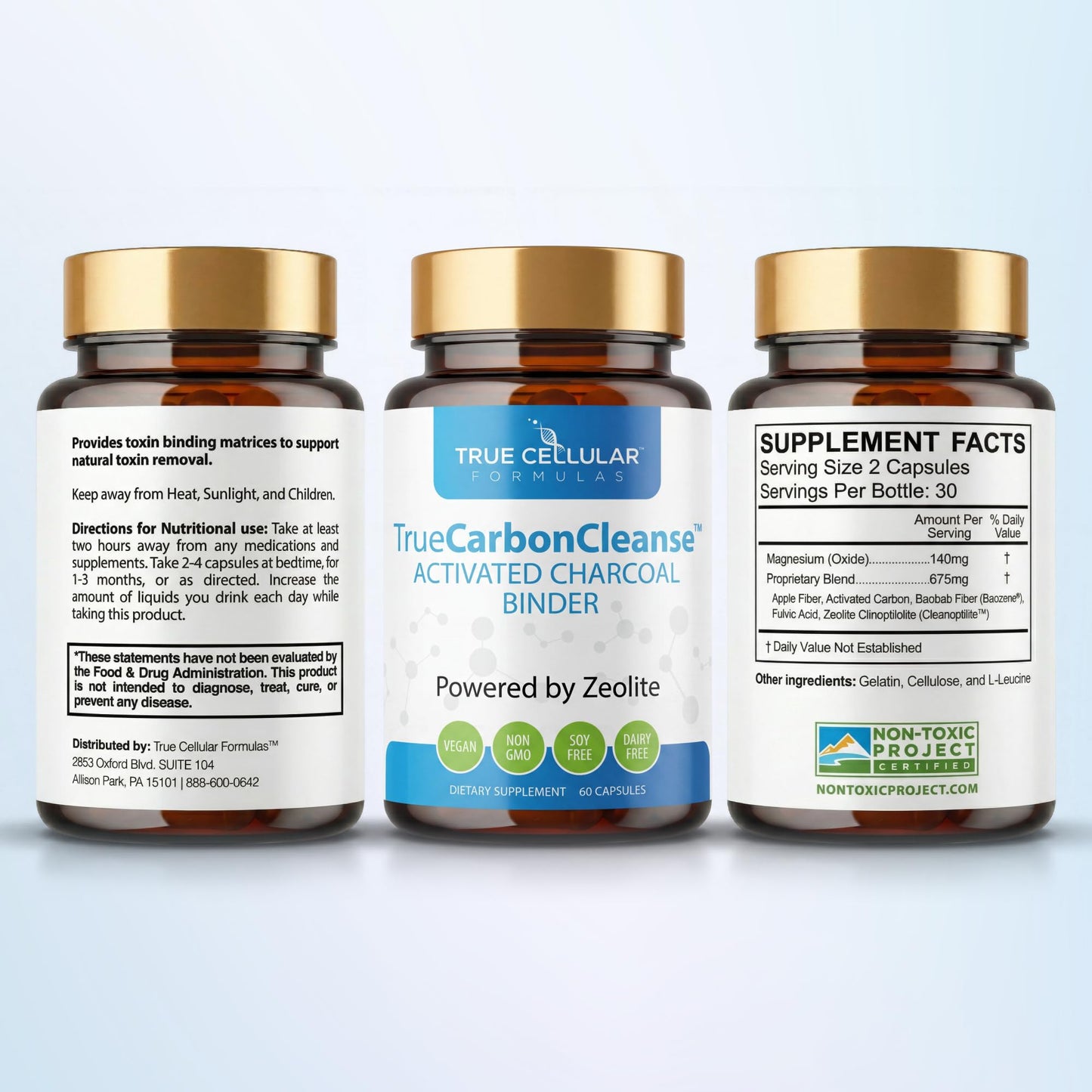 Gut Detox & Liver Cleanse - Organic Activated Charcoal Capsules with Clinoptilolite Zeolite Binder - TrueCarbonCleanse™ Carbon Supplement - 60 Bamboo Charcoal Pills - dailyvitalstore