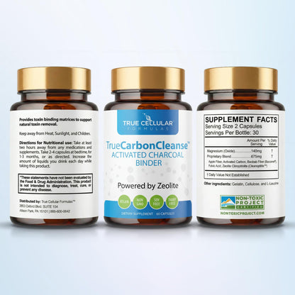 Gut Detox & Liver Cleanse - Organic Activated Charcoal Capsules with Clinoptilolite Zeolite Binder - TrueCarbonCleanse™ Carbon Supplement - 60 Bamboo Charcoal Pills - dailyvitalstore