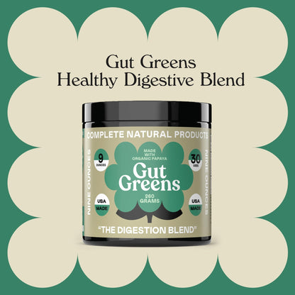 Gut Greens Superfood Powder Formula Supplement - Amazing Raw Digestive Enzyme Supplements Grass Mix, 9oz, 30 Servings - dailyvitalstore