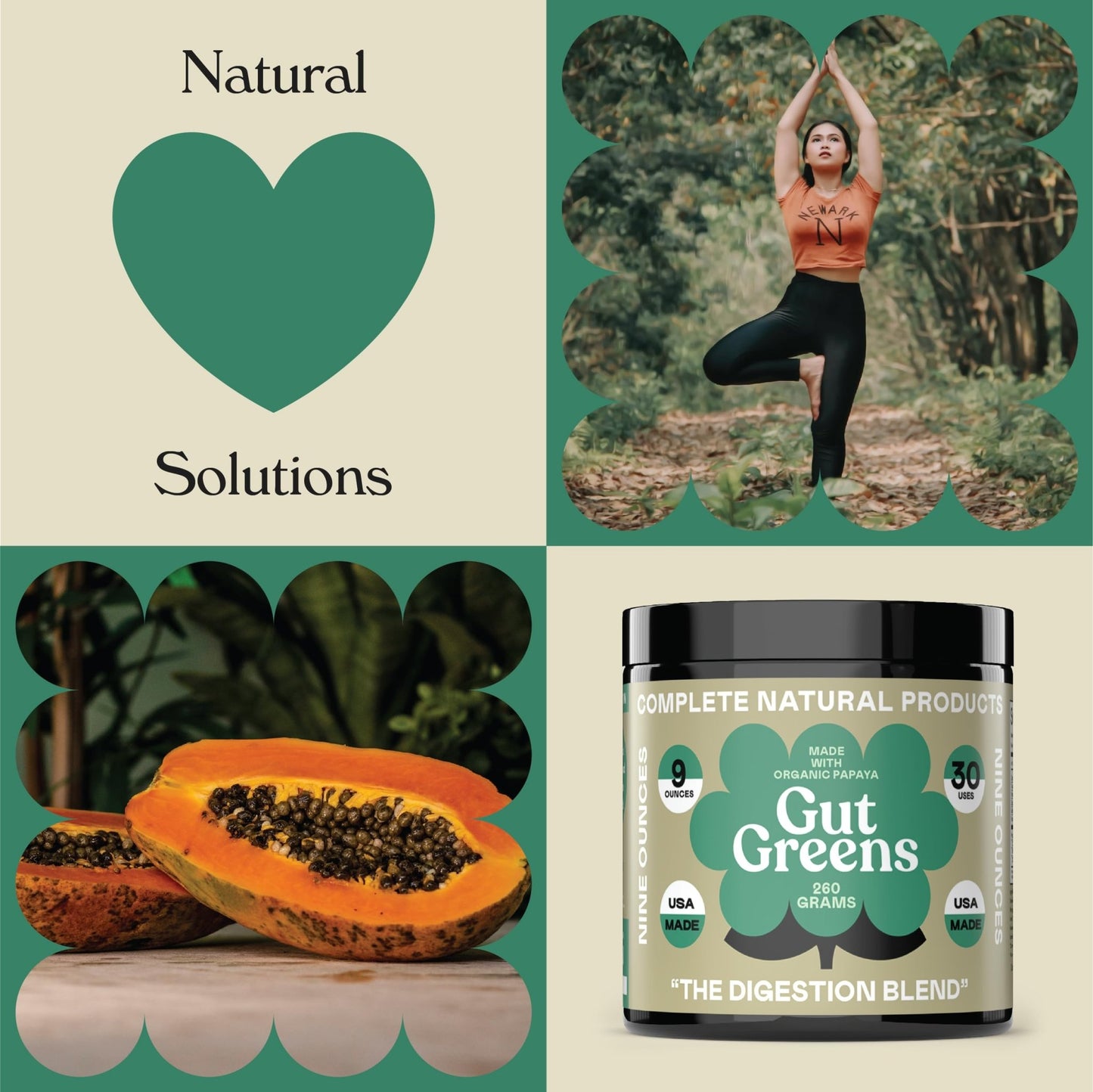 Gut Greens Superfood Powder Formula Supplement - Amazing Raw Digestive Enzyme Supplements Grass Mix, 9oz, 30 Servings - dailyvitalstore