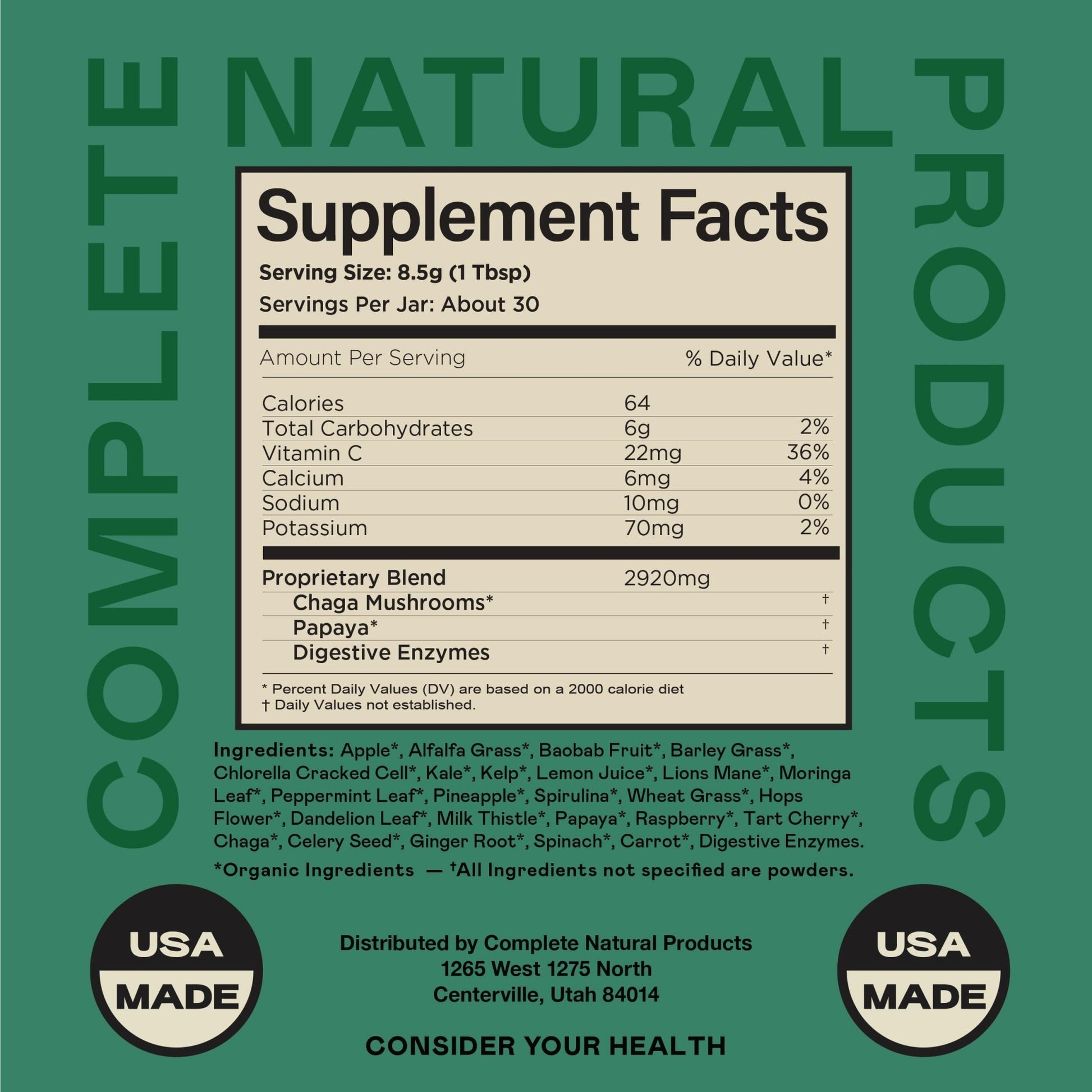 Gut Greens Superfood Powder Formula Supplement - Amazing Raw Digestive Enzyme Supplements Grass Mix, 9oz, 30 Servings - dailyvitalstore