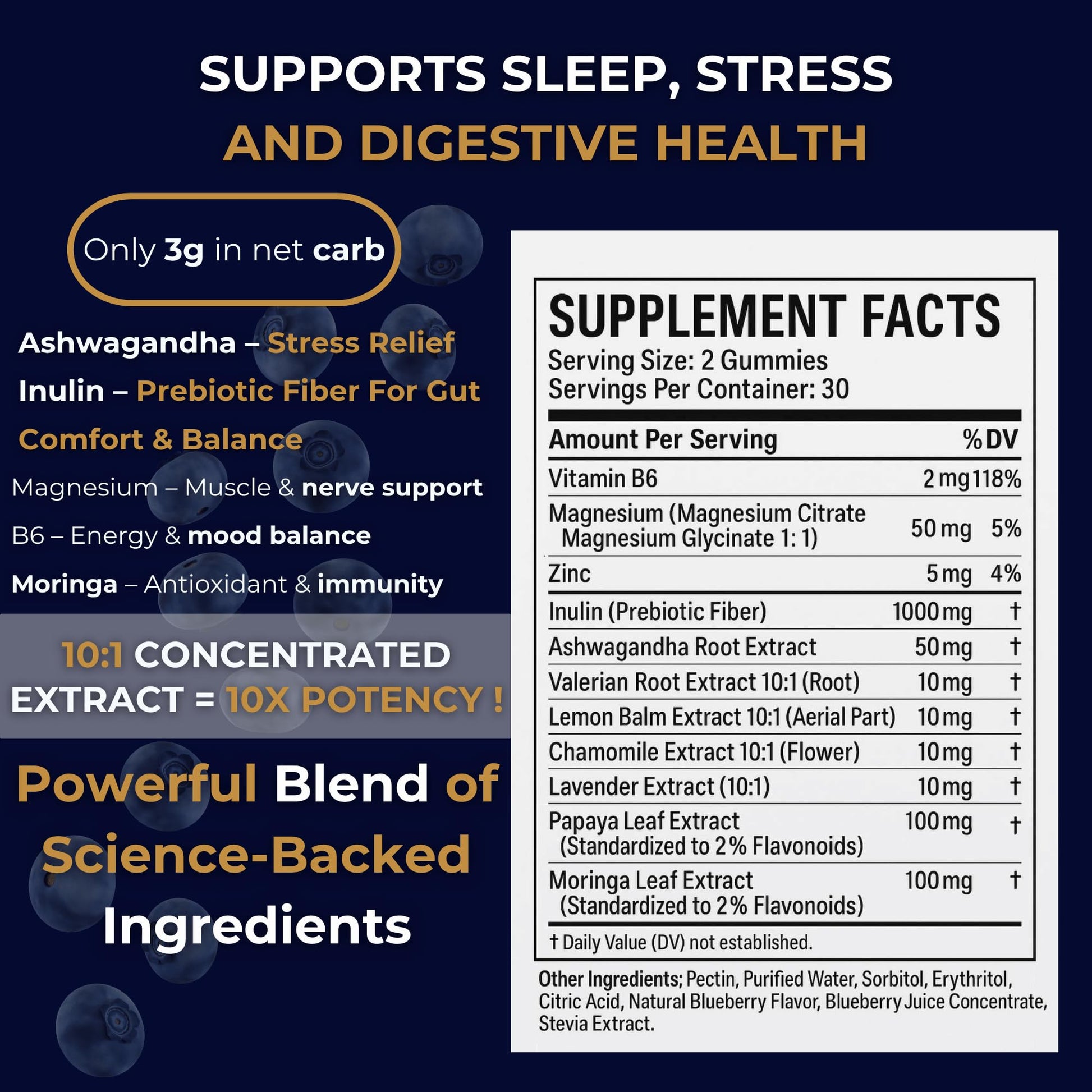 Gut Health & Bloating Relief Gummies – Digestion Support with Prebiotic Fiber, Inulin & Ashwagandha – Stress, Nervous Stomach, Sleep & Calm Support – Gut-Brain Axis Formula - dailyvitalstore