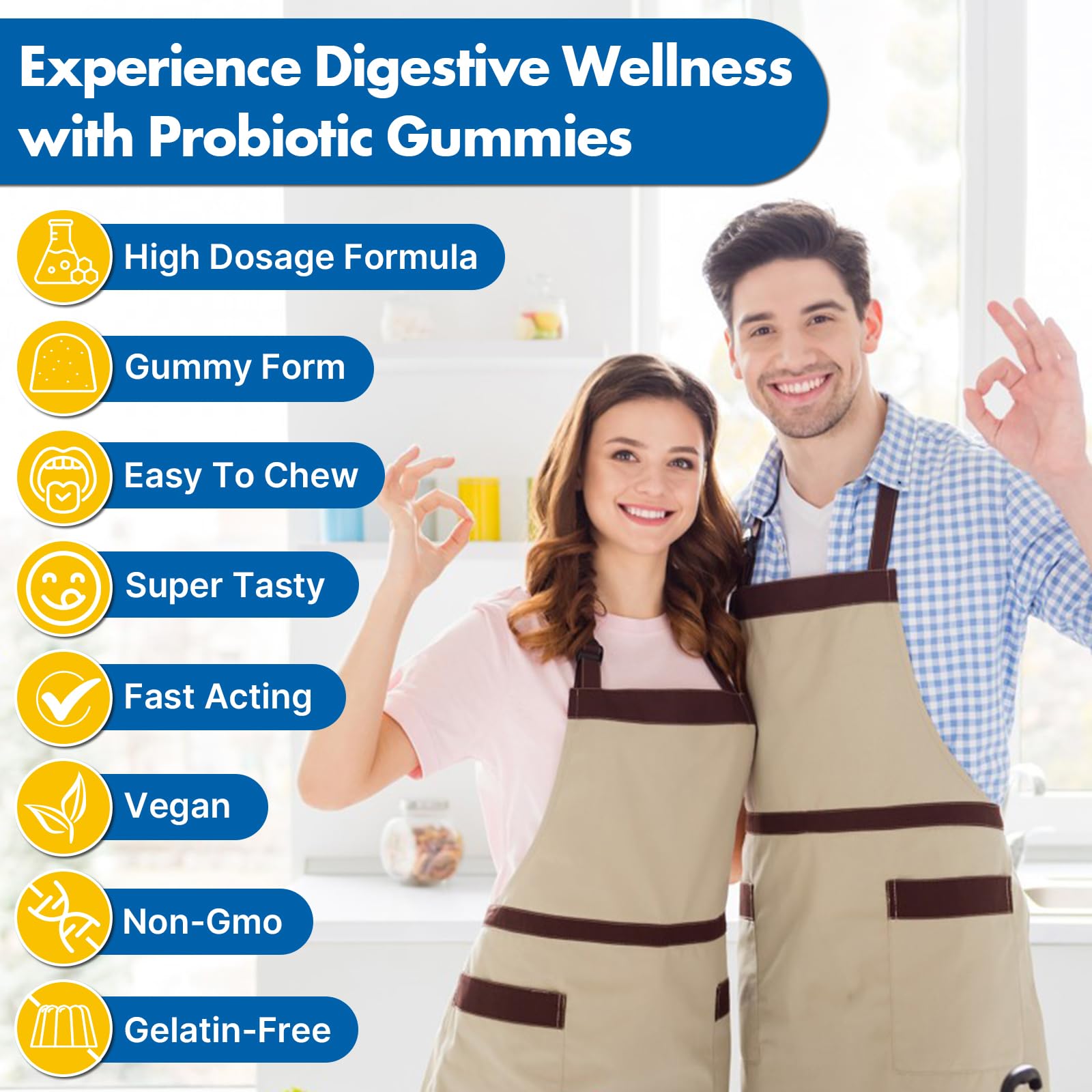 Gut Health & Probiotic Gummies, 112.5 Billion CFU, Sugar Free - 8 Strains + Prebiotics + Herbs - for Digestive, Immune, Diarrhea & Bloating - Gut Health for Women & Men - dailyvitalstore