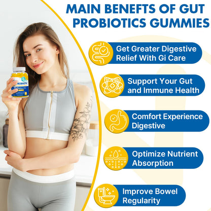 Gut Health & Probiotic Gummies, 112.5 Billion CFU, Sugar Free - 8 Strains + Prebiotics + Herbs - for Digestive, Immune, Diarrhea & Bloating - Gut Health for Women & Men - dailyvitalstore