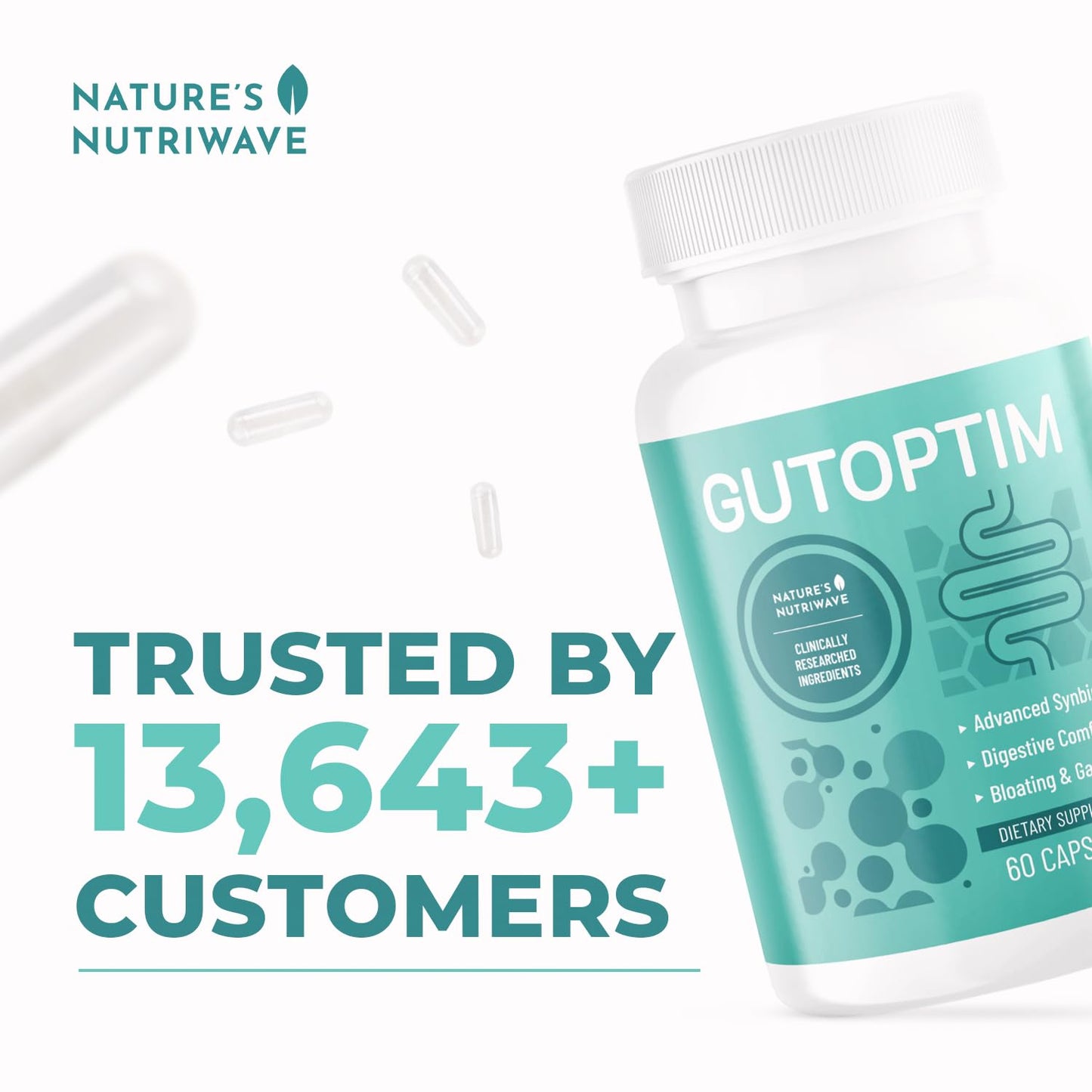GutOptim Probiotic & Prebiotic Capsules | Pre and Probiotics for Synbiotic Gut Health & Bloating Relief for Women & Men | Enzyme with Probiotics for Digestive Health | Non-GMO, 60 Ct, 3 Month Supply - dailyvitalstore