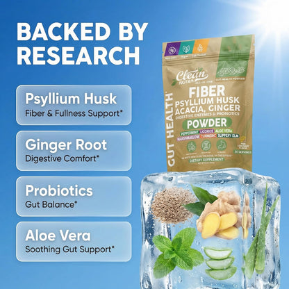 GutResto Fiber Supplement Psyllium Husk Powder Probiotic Gut Health Digestive Enzymes Prebiotic L-Glutamine Slippery Elm Aloe Vera Marshmallow Root Turmeric Ginger - dailyvitalstore