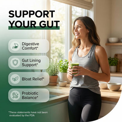 GutResto Fiber Supplement Psyllium Husk Powder Probiotic Gut Health Digestive Enzymes Prebiotic L-Glutamine Slippery Elm Aloe Vera Marshmallow Root Turmeric Ginger - dailyvitalstore