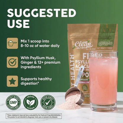 GutResto Fiber Supplement Psyllium Husk Powder Probiotic Gut Health Digestive Enzymes Prebiotic L-Glutamine Slippery Elm Aloe Vera Marshmallow Root Turmeric Ginger - dailyvitalstore