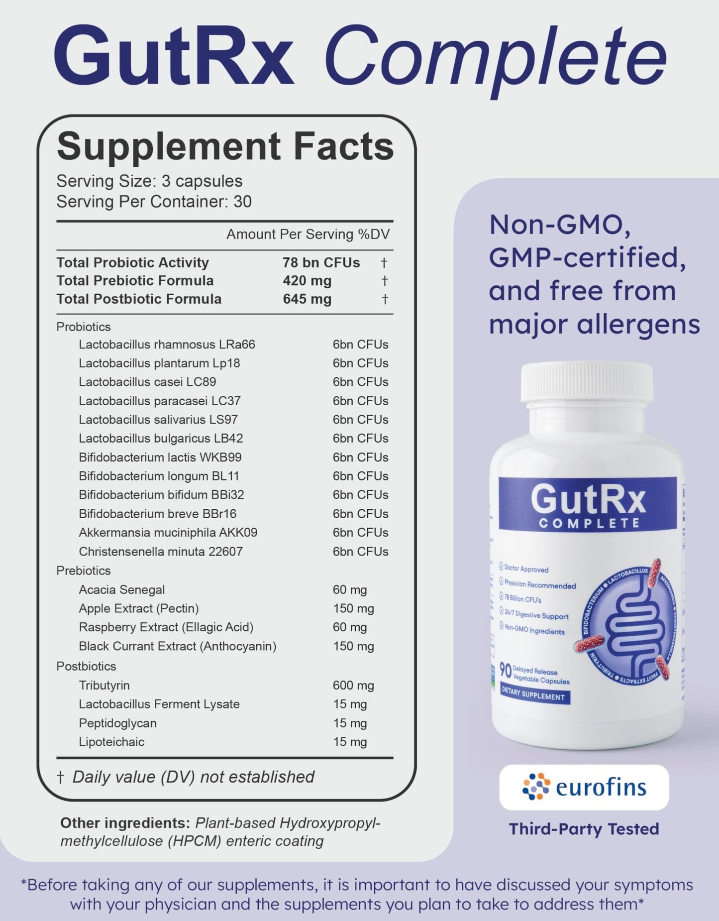 GutRx Complete Probiotic, Prebiotic, Postbiotic, Alternative with Akkermansia & Christensenella for Gas, Bloating, Gut Barrier & Microbiome Support - dailyvitalstore