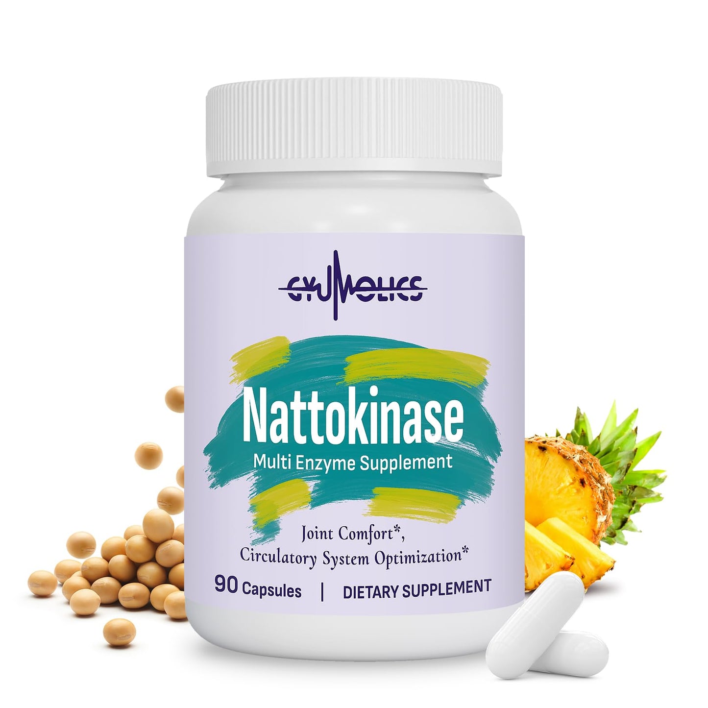 Gyumolics Nattokinase Supplement 10000FU with Organic Nattokinase, Serrapeptase, Bromelain, Curcumin, Vitamin E & Ginseng, - dailyvitalstore