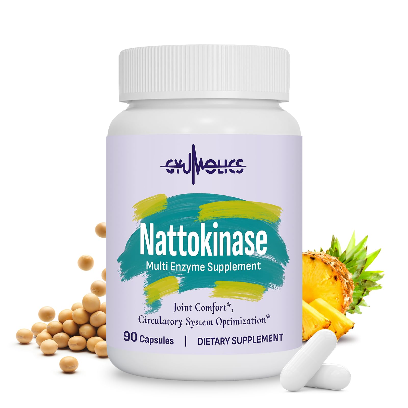 Gyumolics Nattokinase Supplement 10000FU with Organic Nattokinase, Serrapeptase, Bromelain, Curcumin, Vitamin E & Ginseng, - dailyvitalstore