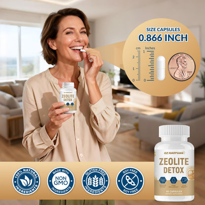 GZ HAOYUAN Zeolite Detox Capsules – Clinoptilolite Zeolite Supplement with Milk Thistle, Chlorella, Curcumin & PQQ for Gut, Liver & Full Body Detox Cleanse, - dailyvitalstore