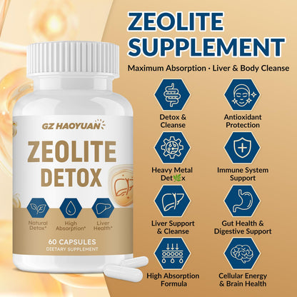 GZ HAOYUAN Zeolite Detox Capsules – Clinoptilolite Zeolite Supplement with Milk Thistle, Chlorella, Curcumin & PQQ for Gut, Liver & Full Body Detox Cleanse, - dailyvitalstore