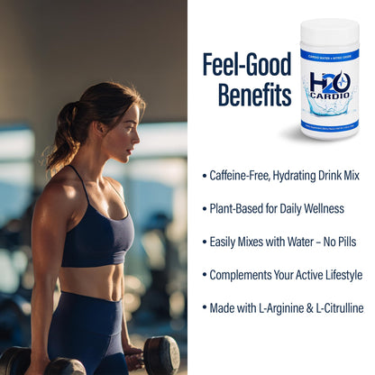 H2O Cardio | Nitric Oxide Supplement Drink | Wellness & Hydration Support | Arginine & Citrulline Powder | Berry Flavored Drink Mix for Daily Activity | Net Wt. 3.35 Ounces - dailyvitalstore