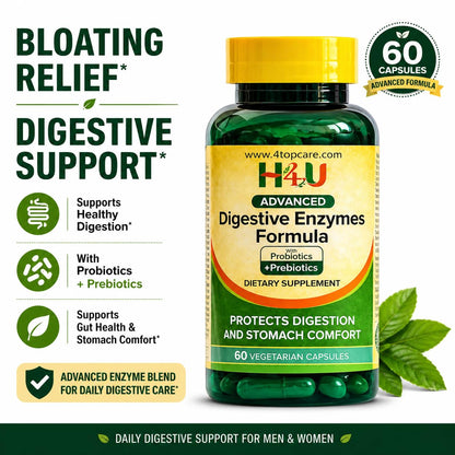 H4U Advanced Digestive Enzymes with Probiotics & Prebiotics – Multi Enzyme Supplement for Gut Health, Digestion Support, Bloating Relief & Stomach Comfort, - dailyvitalstore