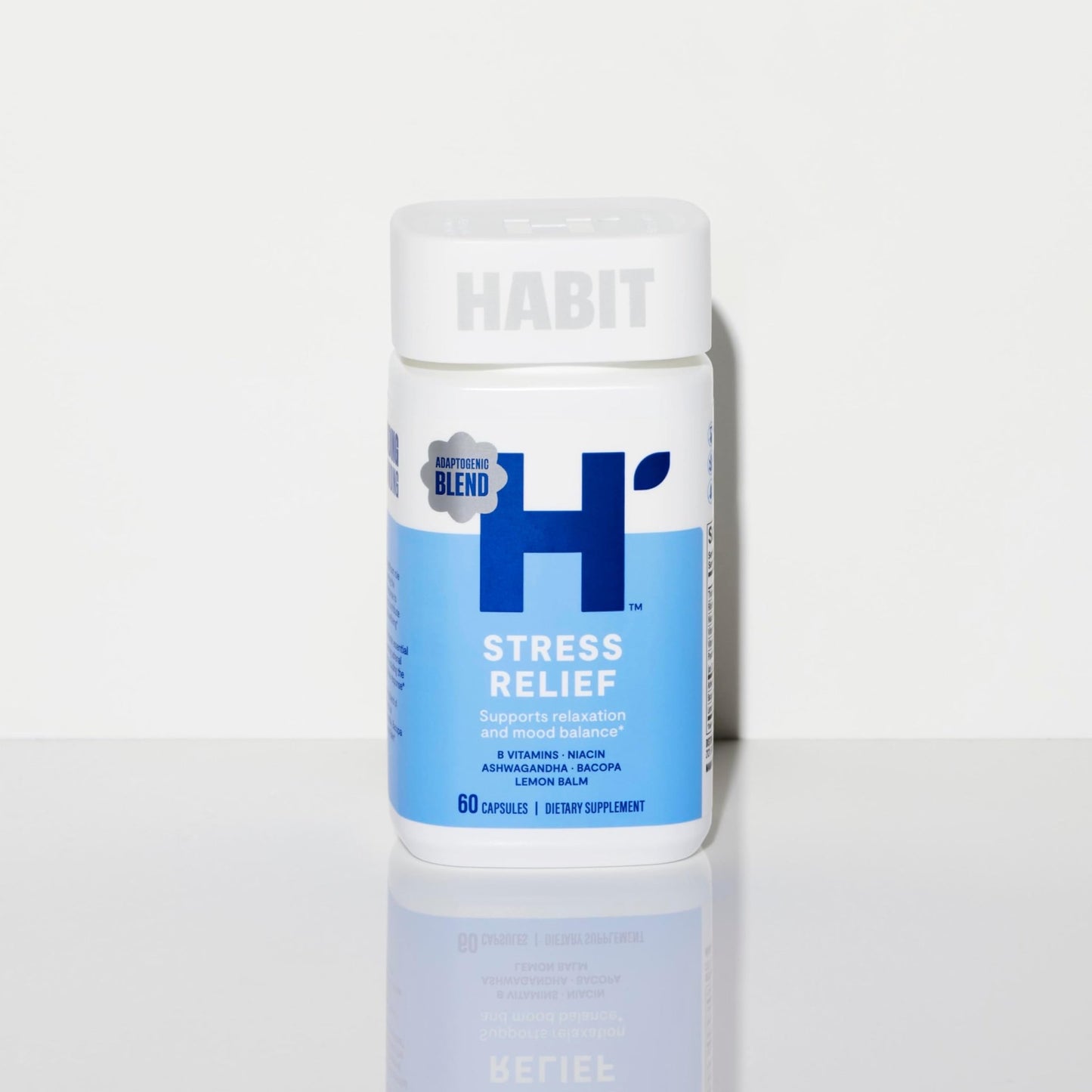 Habit Stress Relief Supplement (60 Capsules) - New Look, Supports Relaxation & Mood Balance, Vitamin B, Adaptogens, Lemon Balm, Calming, Vegan, Non-GMO (1 Pack) - dailyvitalstore