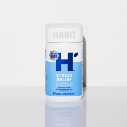 Habit Stress Relief Supplement (60 Capsules) - New Look, Supports Relaxation & Mood Balance, Vitamin B, Adaptogens, Lemon Balm, Calming, Vegan, Non-GMO (1 Pack) - dailyvitalstore