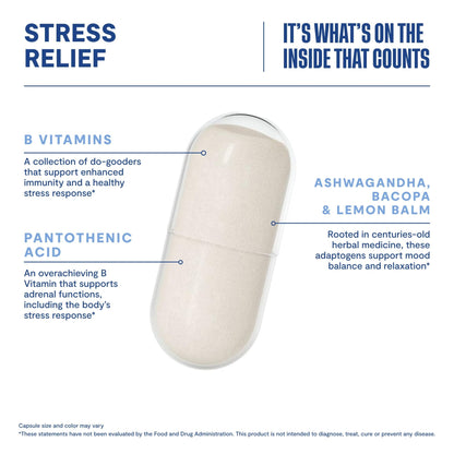 Habit Stress Relief Supplement (60 Capsules) - New Look, Supports Relaxation & Mood Balance, Vitamin B, Adaptogens, Lemon Balm, Calming, Vegan, Non-GMO (1 Pack) - dailyvitalstore