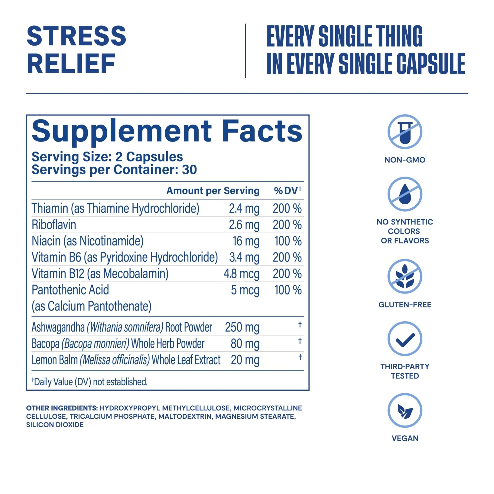 Habit Stress Relief Supplement (60 Capsules) - New Look, Supports Relaxation & Mood Balance, Vitamin B, Adaptogens, Lemon Balm, Calming, Vegan, Non-GMO (1 Pack) - dailyvitalstore