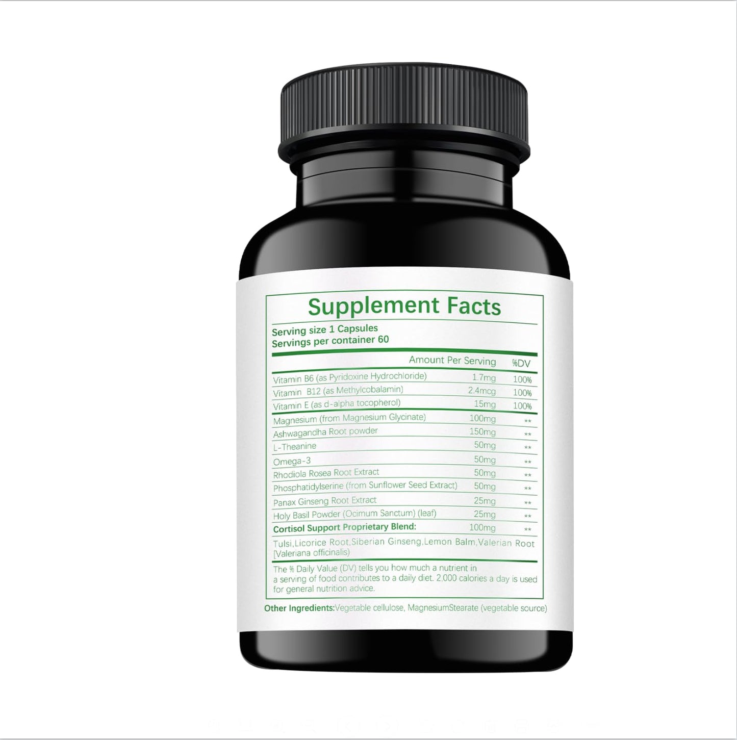 HABIZIYA Cortisol Support Supplement with Magnesium Glycinate, L-Theanine, Ashwagandha, Phosphatidylserine,Rhodiola Rosea 15-in-1 Hormone Balance for Women Men Mood, Focus, Sleep Support 60 Capsules - dailyvitalstore