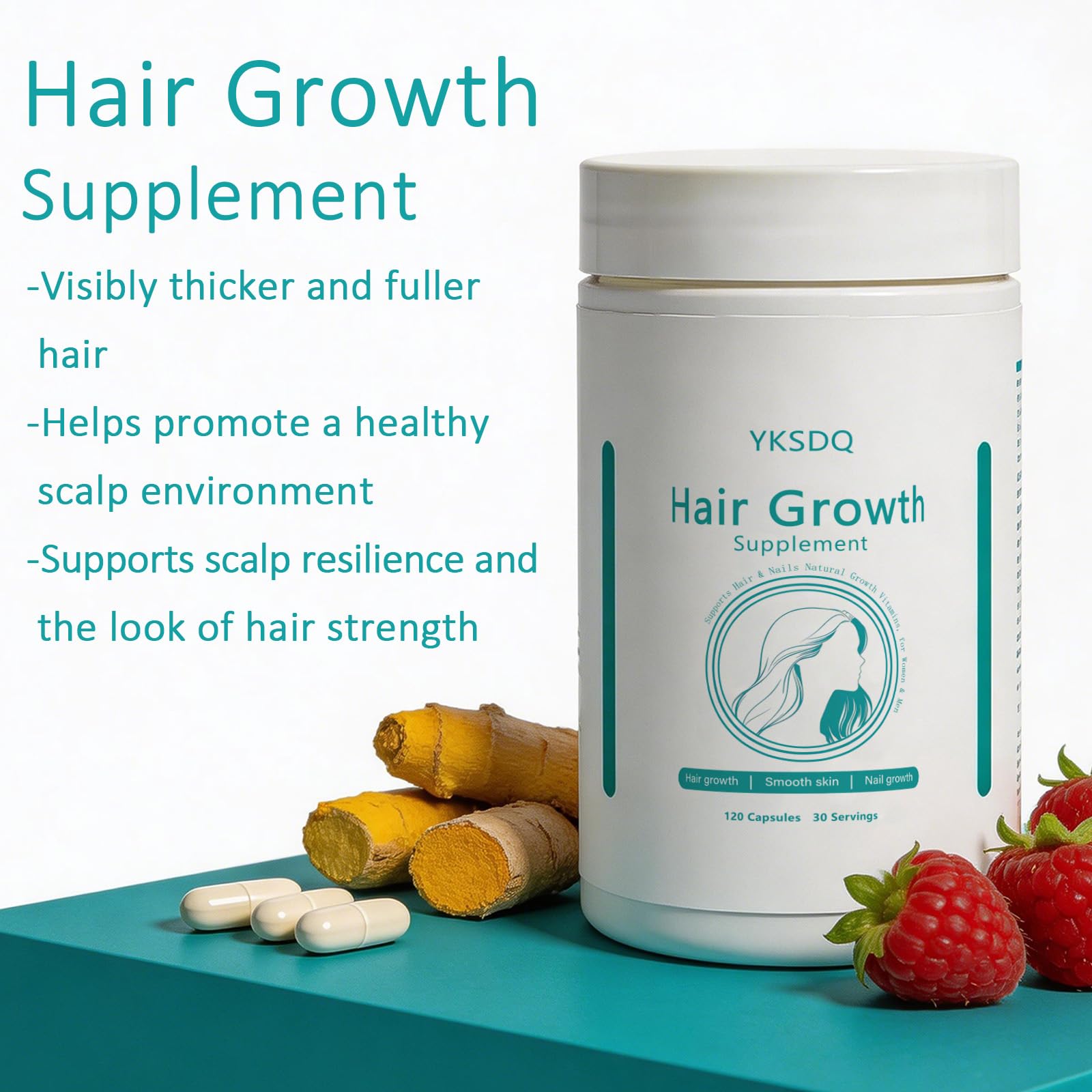 Hair Growth Biotin 10000mcg Supplement with Vitamins A C D E & Calcium - 30-in-1 Formula for Hair & Nails Support, for Women & Men, 30 Servings (1) - dailyvitalstore