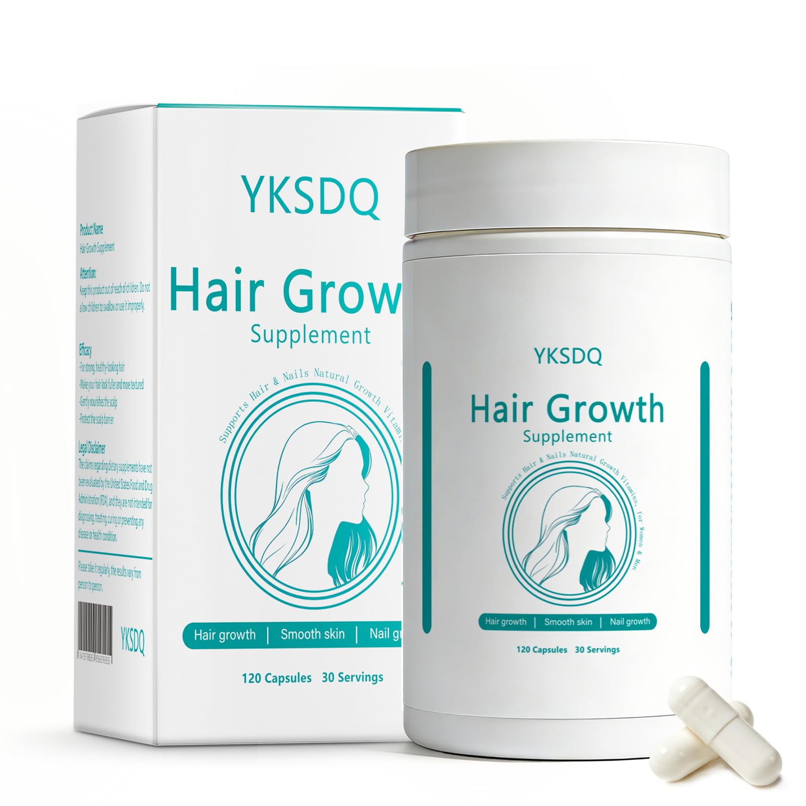 Hair Growth Biotin 10000mcg Supplement with Vitamins A C D E & Calcium - 30-in-1 Formula for Hair & Nails Support, for Women & Men, 30 Servings (1) - dailyvitalstore