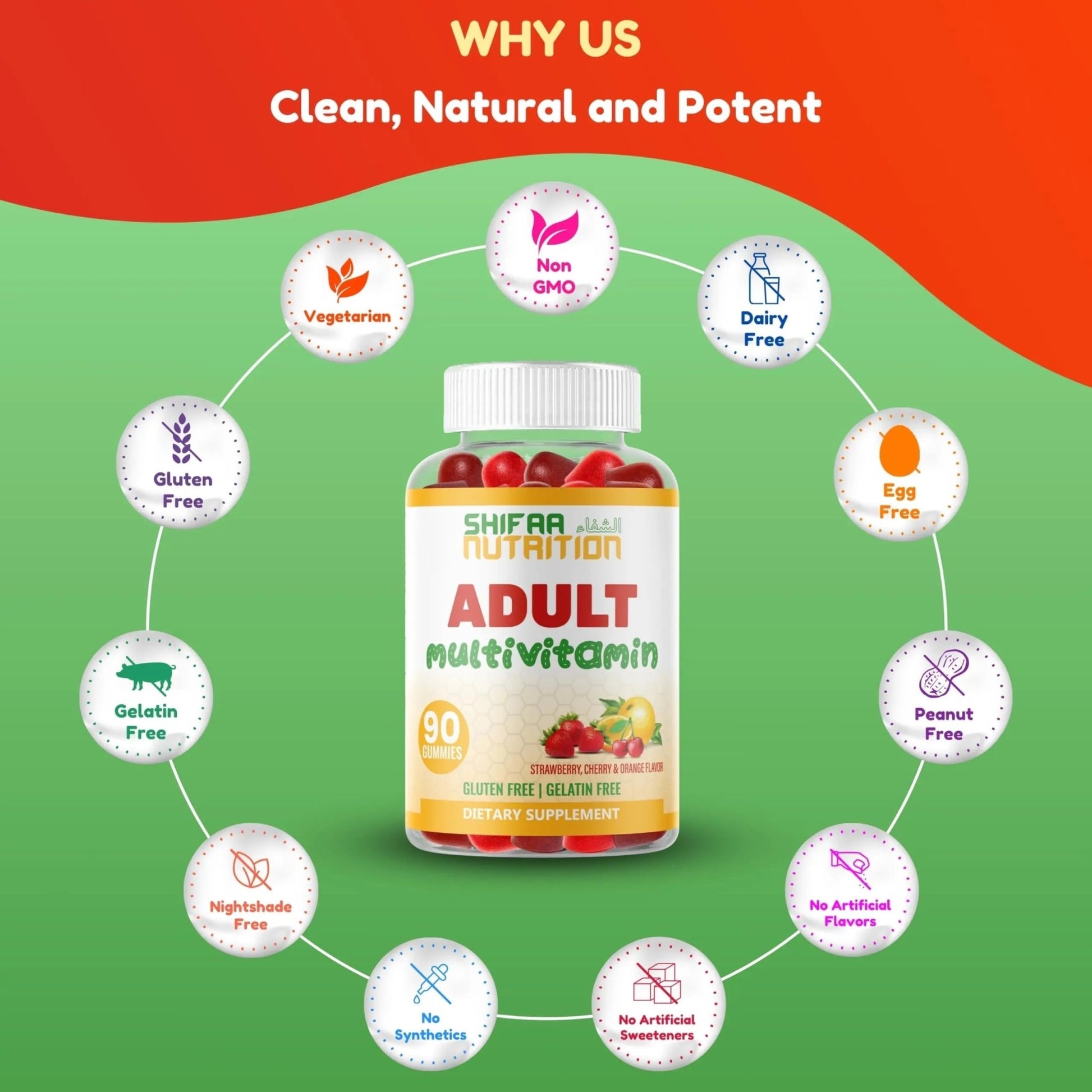 Halal Multivitamin Gummies for Women & Men | Immune & Overall Wellness | 90 Delicious Gummy Vitamins (45-Day Supply) - dailyvitalstore