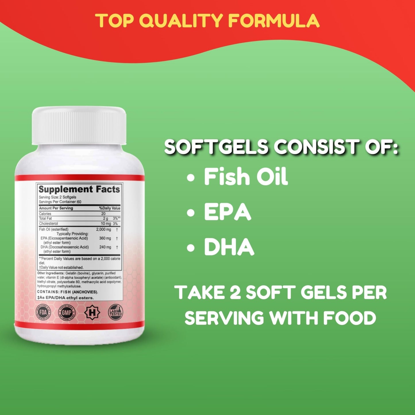 Halal Omega 3 Fish Oil 2000mg - 60 Servings, 120 Softgels. Wild Caught, Purified, Keto Friendly, Non-GMO & Gluten-Free. Brain, Heart & Cardiovascular Support. - dailyvitalstore