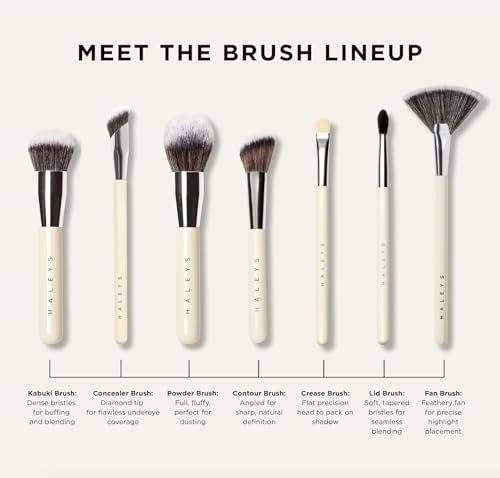 Haleys Beauty Kabuki Foundation Brush For Applying Powder, Foundation, Bronzer, Blush, and Mineral Make up, Soft Bristles, Seamless Blending, Makeup Brushes Essential, Vegan & Cruelty Free - dailyvitalstore