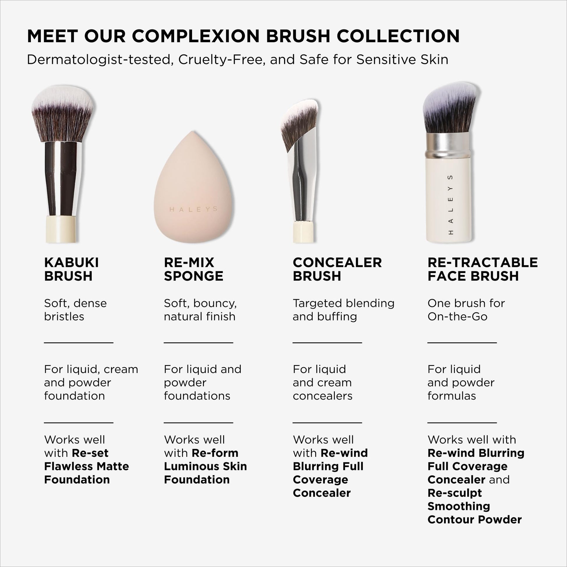 Haleys Beauty Kabuki Foundation Brush For Applying Powder, Foundation, Bronzer, Blush, and Mineral Make up, Soft Bristles, Seamless Blending, Makeup Brushes Essential, Vegan & Cruelty Free - dailyvitalstore