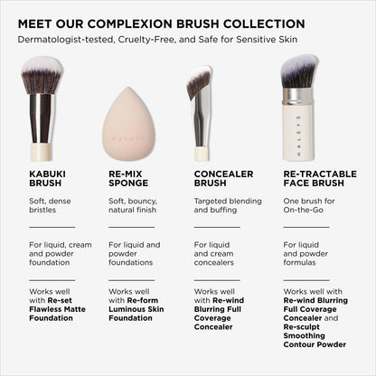 Haleys Beauty Kabuki Foundation Brush For Applying Powder, Foundation, Bronzer, Blush, and Mineral Make up, Soft Bristles, Seamless Blending, Makeup Brushes Essential, Vegan & Cruelty Free - dailyvitalstore