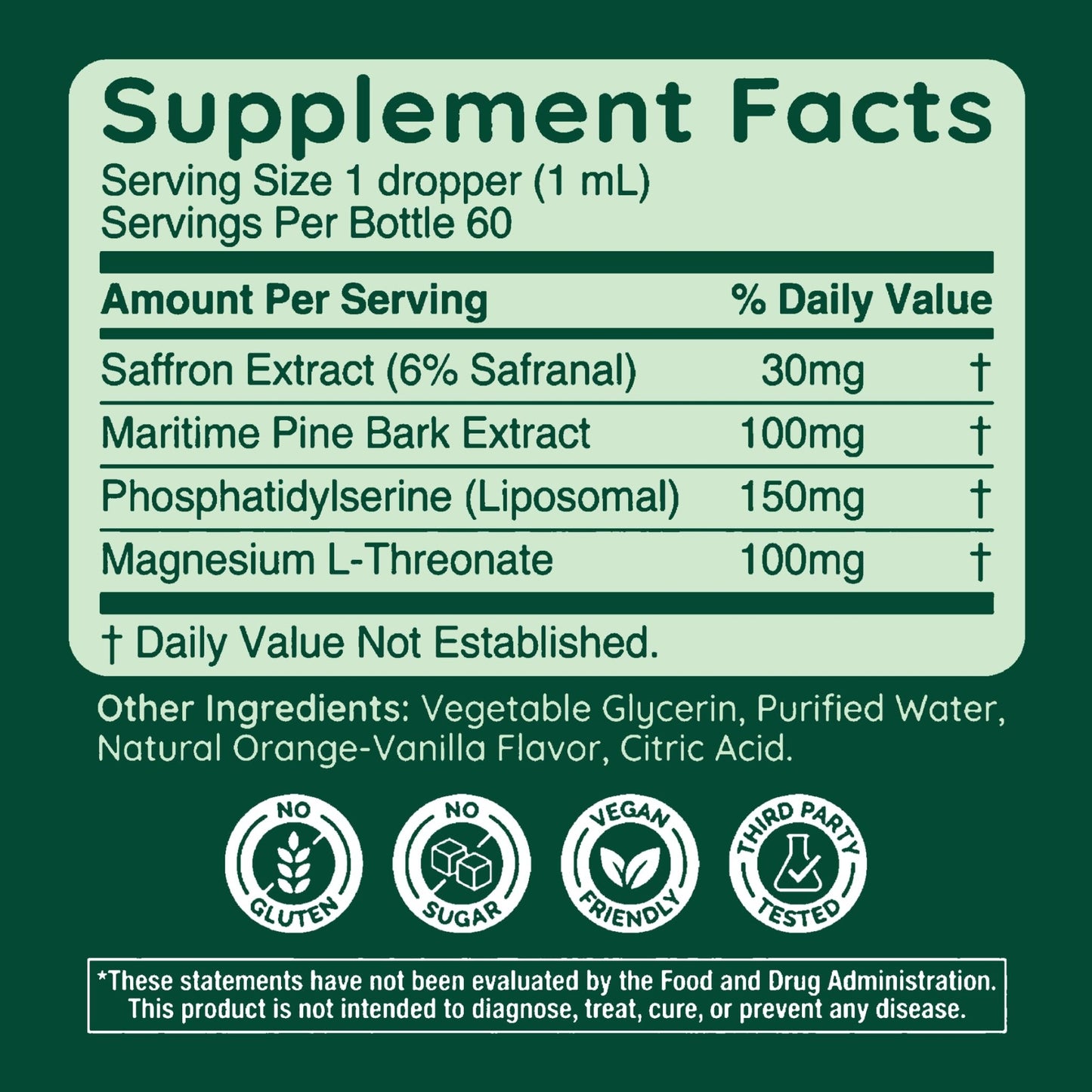 Halla Steady Mood Drops Saffron Extract, Maritime Pine Bark Extract, Phosphatidylserine, Magnesium L-Threonate, Sleep Supplements, Improves Focus & Attention, Mood Support Supplement, 60ml - dailyvitalstore
