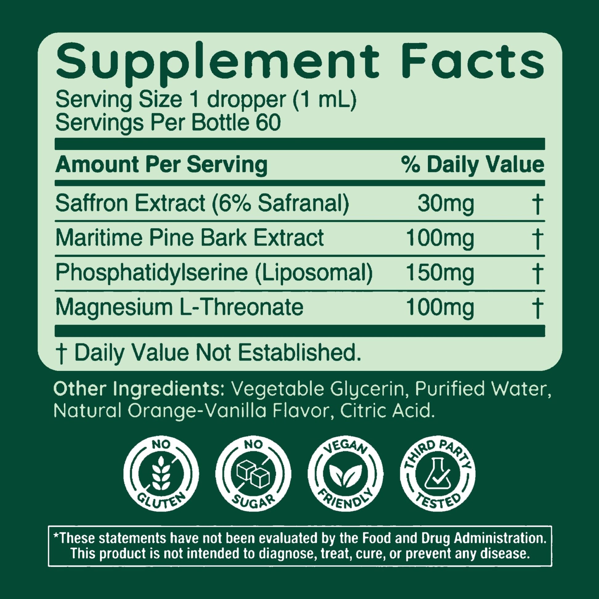 Halla Steady Mood Drops Saffron Extract, Maritime Pine Bark Extract, Phosphatidylserine, Magnesium L-Threonate, Sleep Supplements, Improves Focus & Attention, Mood Support Supplement, 60ml - dailyvitalstore