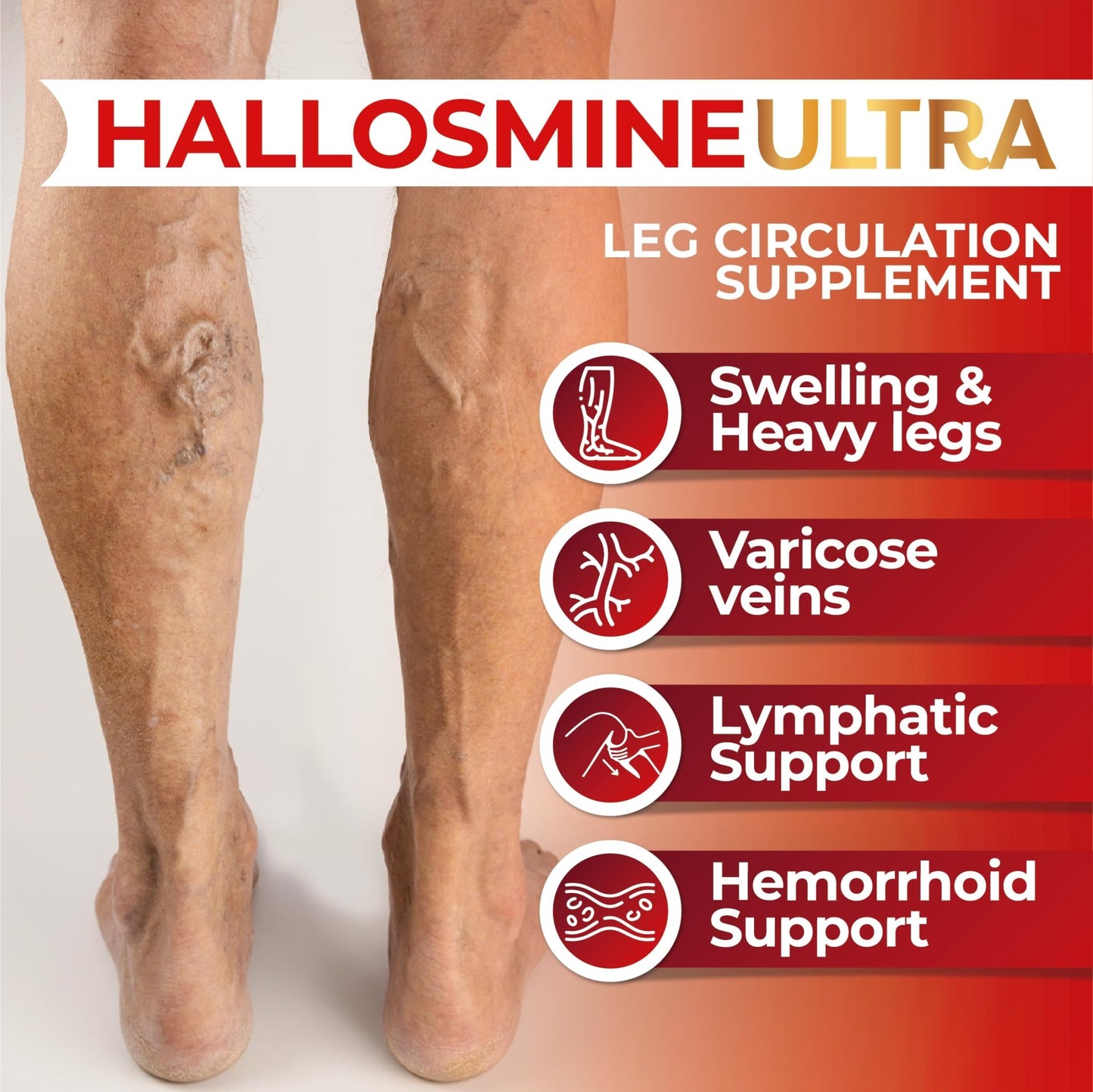 Hallosmine Ultra 650mg Diosmin Hesperidin, 60 Capsules + FREE Leg Cream with Diosmin, Hesperidin & Horse Chestnut, 4 oz | Blood Circulation & Vein Support Supplement, GMO Free, Gluten Free - dailyvitalstore