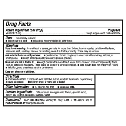 HALLS Cough and Throat Relief Honey Lemon Cough Drops, 30 Drops - dailyvitalstore