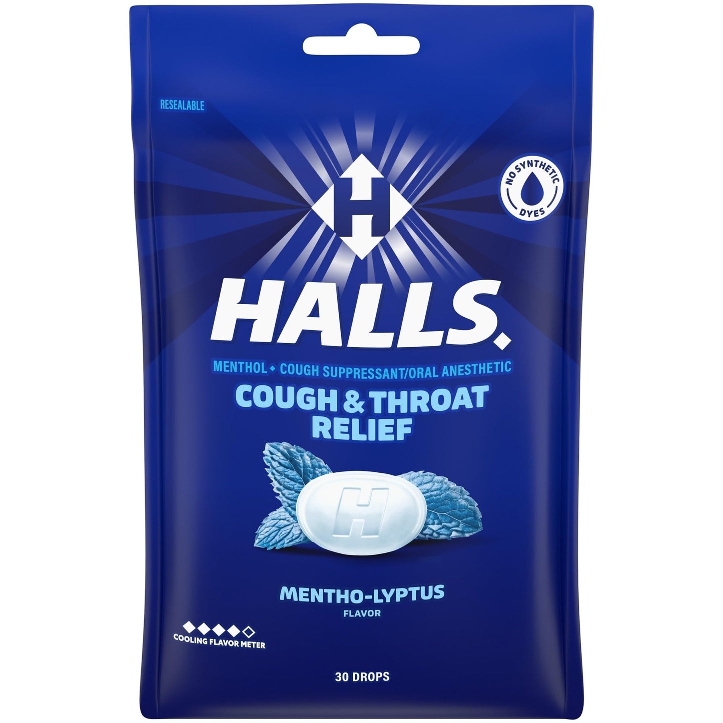 HALLS Cough and Throat Relief Mentho-Lyptus Cough Drops, 30 Drops - dailyvitalstore