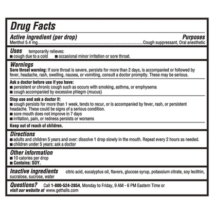 HALLS Cough and Throat Relief Mentho-Lyptus Cough Drops, Value Pack, 80 Drops - dailyvitalstore