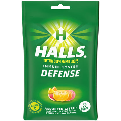Halls Cough Drops, Assorted Citrus, Cranberry, 30 Count - dailyvitalstore