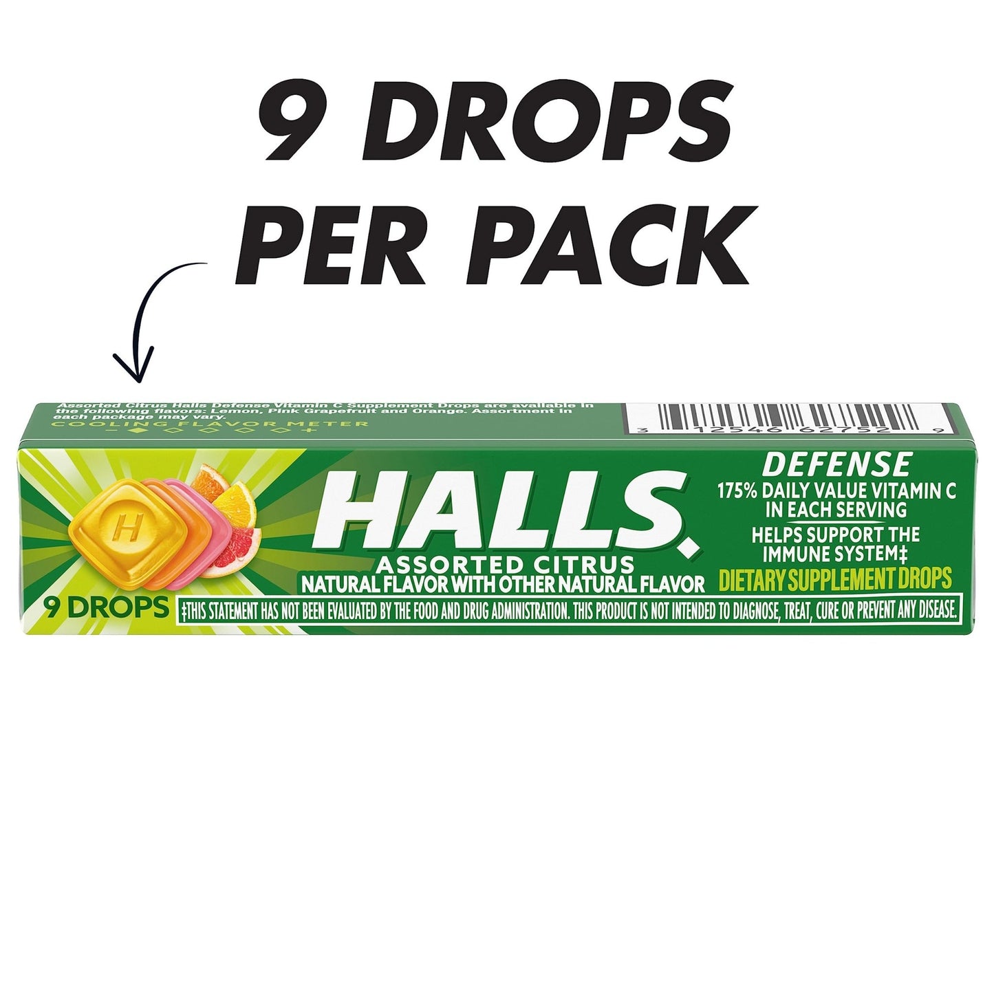 HALLS Defense Assorted Citrus Vitamin C Drops, 20 Sticks of 9 Drops (180 Total Drops) - dailyvitalstore