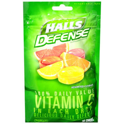 Halls Defense Vitamin C Assorted Citrus Supplement Drops - 30 Drops - dailyvitalstore
